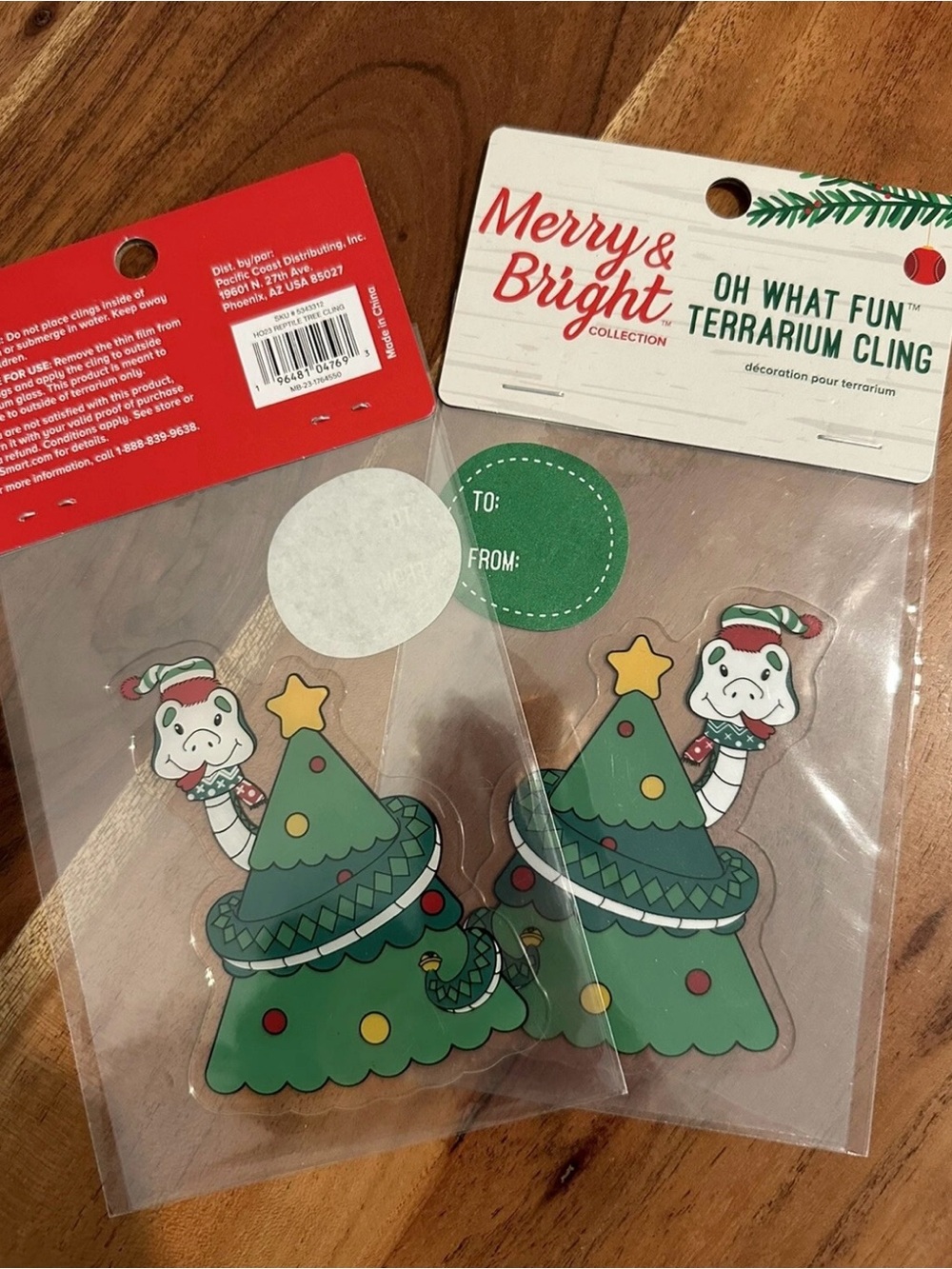 Petsmart Set Of 2 Christmas Oh What Fun Snake Terrarium Clings - Picture 4 of 5